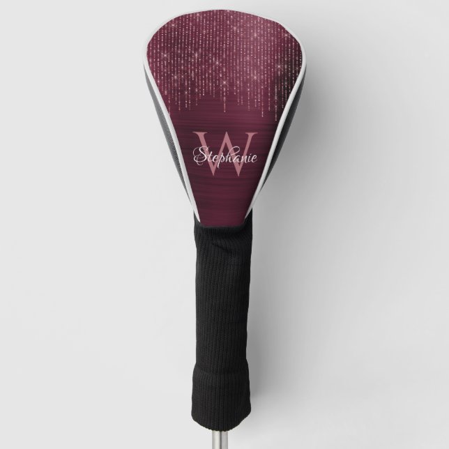 Couvre-club De Golf Monogram Bourgogne Rose Gold Sparkle (Devant)