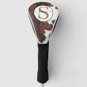 Couvre-club De Golf Monogramme blanc Brown de la vache