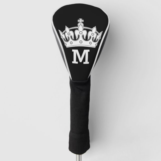 Couvre-club De Golf Monogramme blanc de couronne personnalisé (Devant)