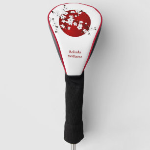 Couvre-club De Golf Monogramme blanc noir noir noir rouge en fleurs de