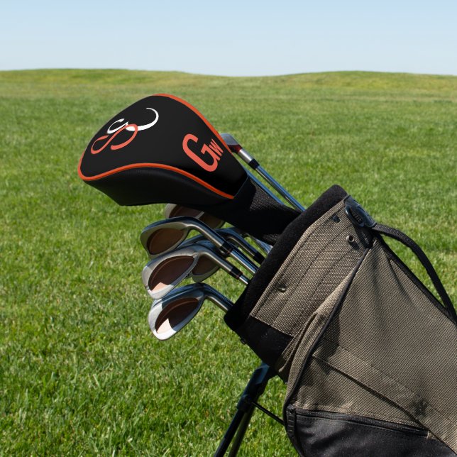 Couvre-club De Golf Monogramme Blanc Noir Orange Gw (In Situ)