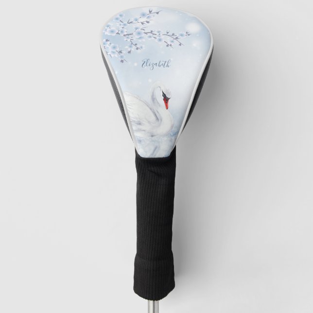 Couvre-club De Golf Monogramme bleu clair du cygne (Devant)