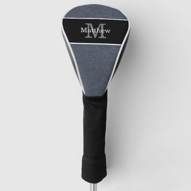Couvre-club De Golf Monogramme bleu Denim initial (Devant)