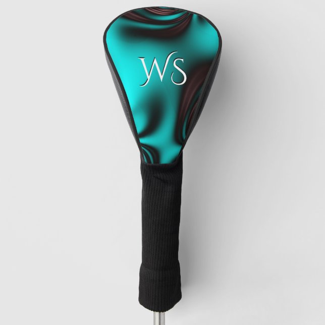 Couvre-club De Golf Monogramme bleu turquoise (Devant)