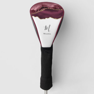 Couvre-club De Golf Monogramme bordeaux et couverture de golf or