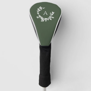 Couvre-club De Golf Monogramme botanique vert initial