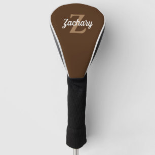 Couvre-club De Golf Monogramme Brown et blanc Personnalisé