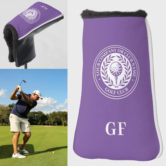 Couvre-club De Golf Monogramme classique Nom personnalisé Purple Putte (Créateur téléchargé)