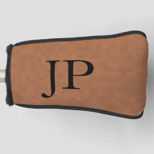 Couvre-club De Golf Monogramme Cuir texturé Brown Personnalisé Monogra