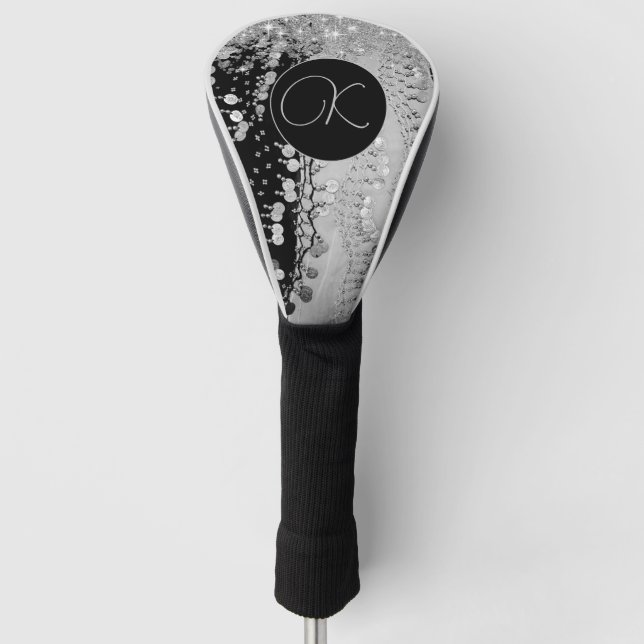 Couvre-club De Golf Monogramme d'armature noir et argenté (Devant)