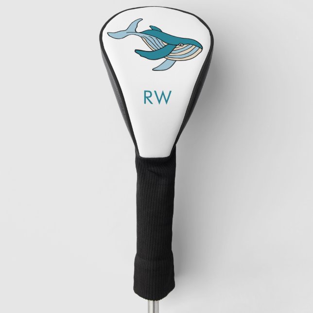 Couvre-club De Golf Monogramme de baleine bleue (Devant)