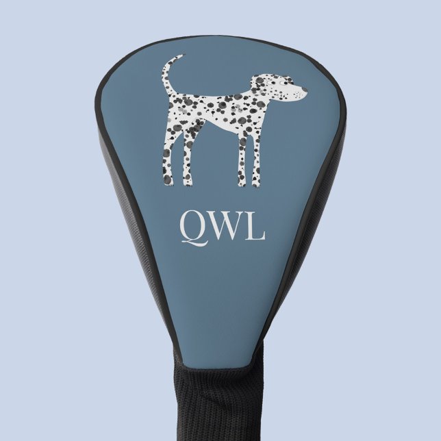 Couvre-club De Golf Monogramme de Chien Dalmatien amusant (Fun dalmatian dog personalized monogram initials golf head cover)