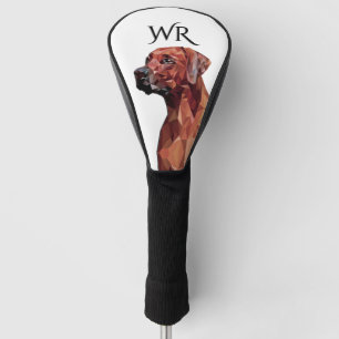 Couvre-club De Golf Monogramme de chien géométrique Brown