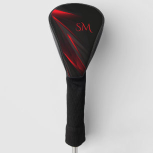 Couvre-club De Golf Monogramme de conception abstraite rouge au point