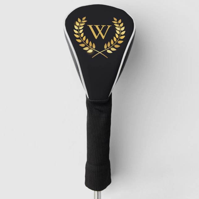 Couvre-club De Golf Monogramme de couronne d'or Laurel (Devant)