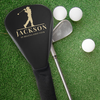 Couvre-club De Golf Monogramme de golf Black Gold Personnalisé