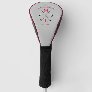 Couvre-club De Golf Monogramme de Golfer gris clair