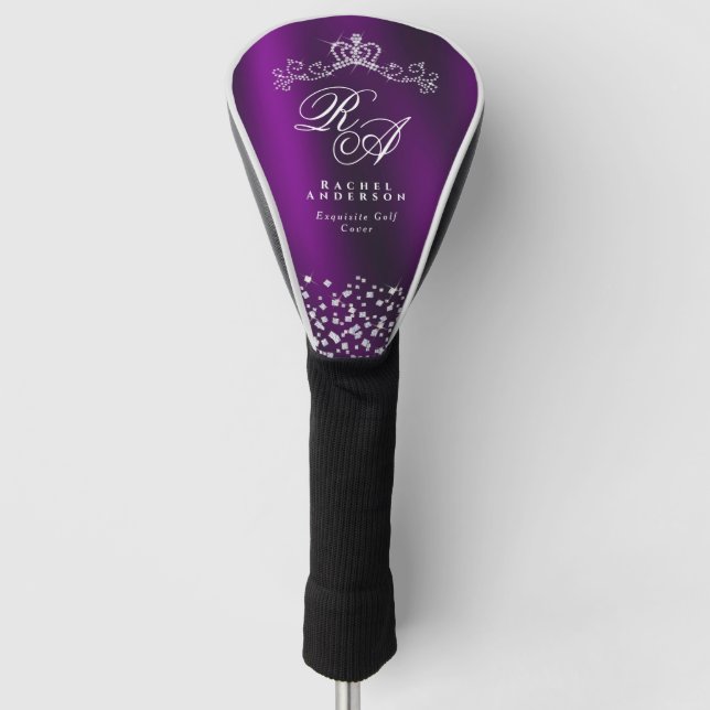 Couvre-club De Golf Monogramme de la Couronne brillante Magenta (Devant)