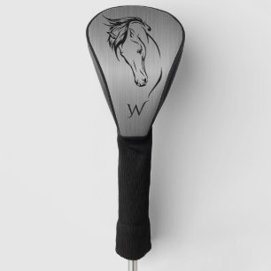 Couvre-club De Golf Monogramme de la tête de cheval gris moderne