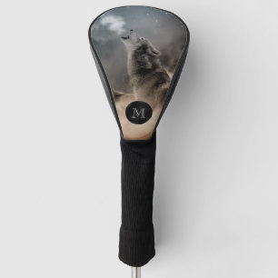 Couvre-club De Golf Monogramme de la tête de golf du loup hurlant