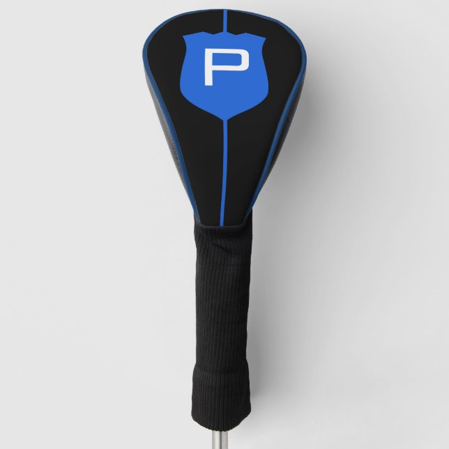 Couvre-club De Golf Monogramme de ligne bleue mince (Devant)