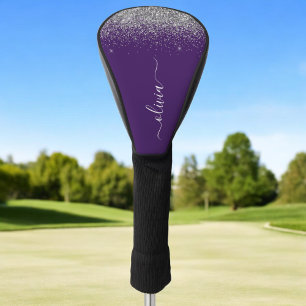 Couvre-club De Golf Monogramme de Parties scintillant d'argent violet