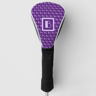 Couvre-club De Golf Monogramme de silhouette violette mignonne de chie