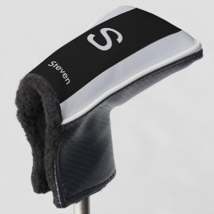 Couvre-club De Golf Monogramme deux tons moderne noir et gris