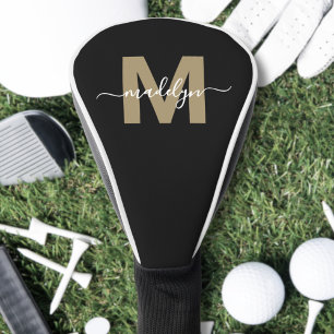 Couvre-club De Golf Monogramme élégant noir or