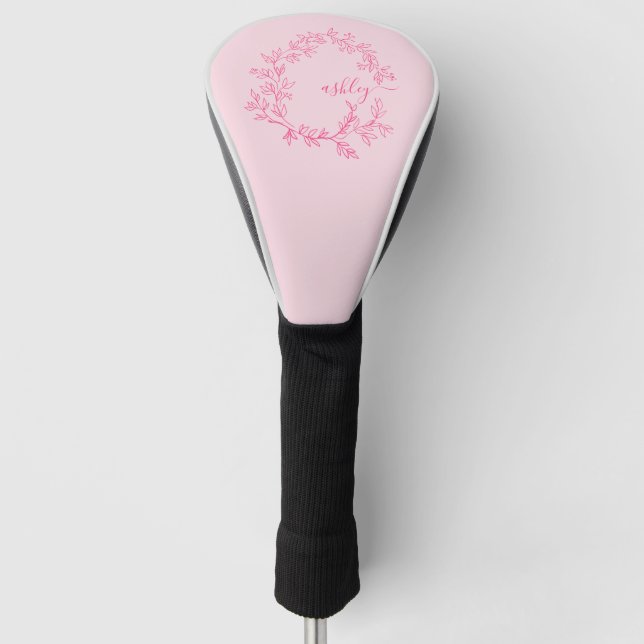 Couvre-club De Golf Monogramme élégant rose chaud moderne (Devant)