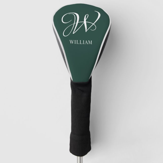 Couvre-club De Golf Monogramme Émeraude Élégant Personnalisé Initial (Devant)
