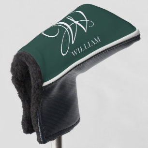 Couvre-club De Golf Monogramme Émeraude Élégant Personnalisé Initial