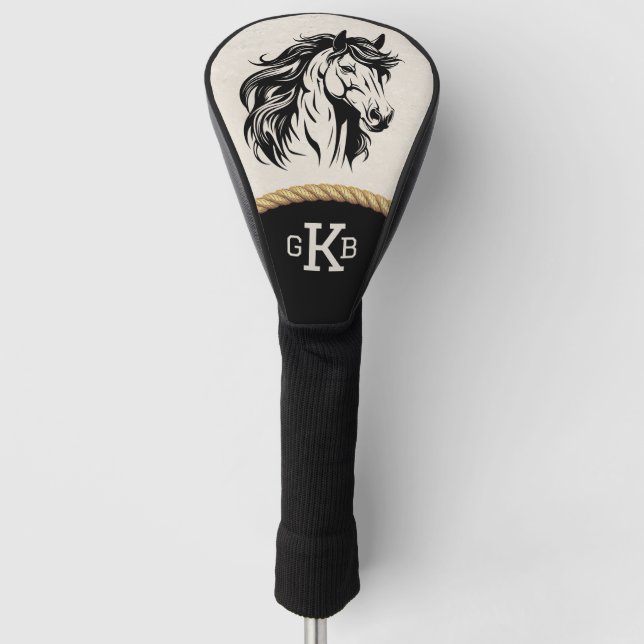 Couvre-club De Golf Monogramme équestre Cheval Conception personnalisé (Devant)