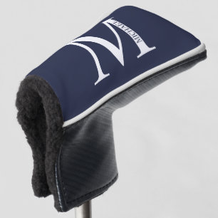 Couvre-club De Golf Monogramme et nom personnalisés bleu marine
