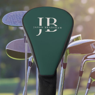 Couvre-club De Golf Monogramme et nom personnalisés Classic Green