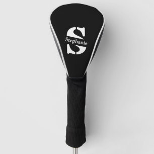 Couvre-club De Golf Monogramme et nom professionnel simple classique