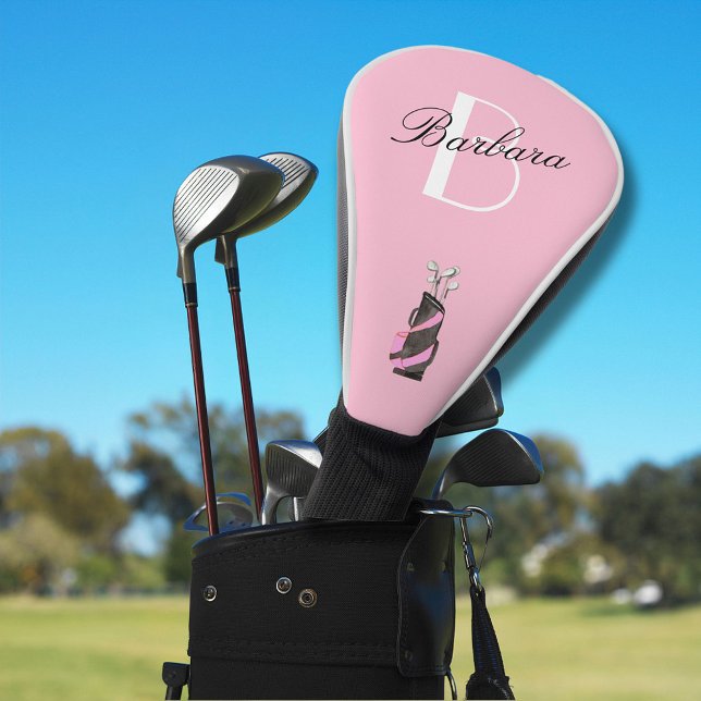 Couvre-club De Golf Monogramme féminin rose amusant Clubs de noms (Créateur téléchargé)