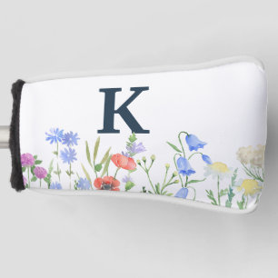 Couvre-club De Golf Monogramme Fleur sauvage aquarelle