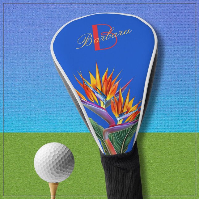 Couvre-club De Golf Monogramme Floral Moderne Vibrant (Créateur téléchargé)
