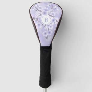 Couvre-club De Golf Monogramme floral pourpre en fleurs de cerisier