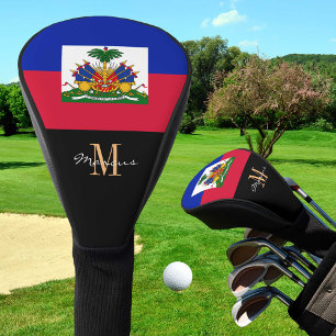 Couvre-club De Golf Monogramme & Haïti Drapeau Clubs de Golf Couvertur