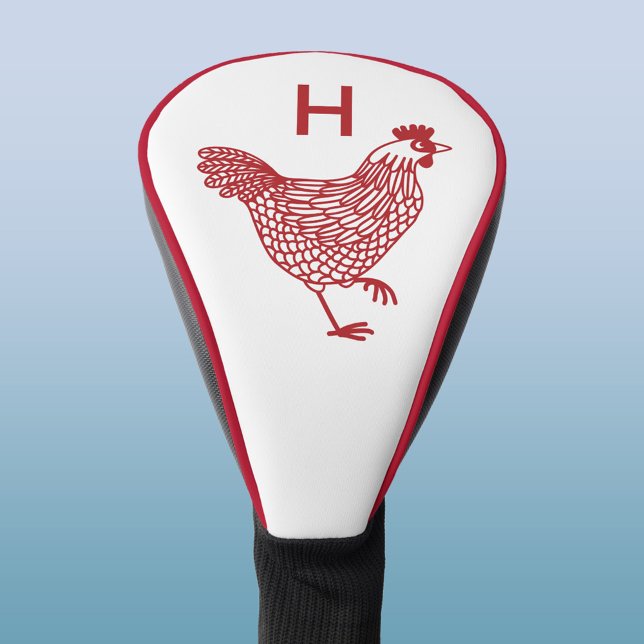 Couvre-club De Golf Monogramme initial de poulets (Chicken hen poultry monogram initial personalized golf head cover)
