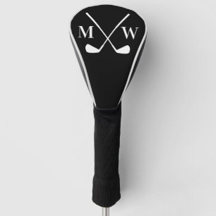 Couvre-club De Golf Monogramme Initial Noir