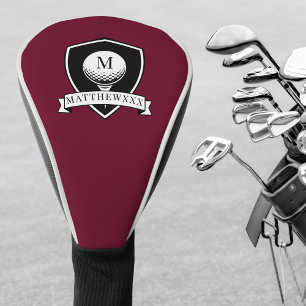 Couvre-club De Golf Monogramme Initial Personnalisé Rouge et Noir Mode