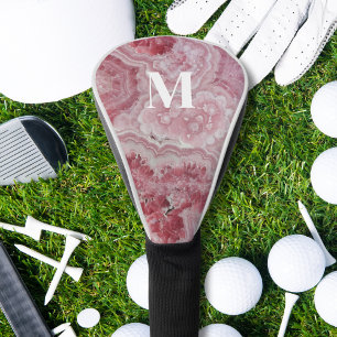 Couvre-club De Golf Monogramme Initial Rose Élégant