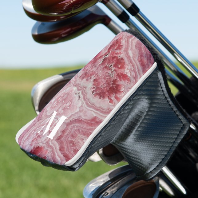 Couvre-club De Golf Monogramme initial rose fille (Stylish Elegant Girly Pink Initial Monogram Golf Head Cover)