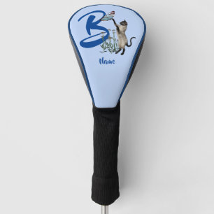 Couvre-club De Golf Monogramme Initiale B Chat Siamois Personnalisé