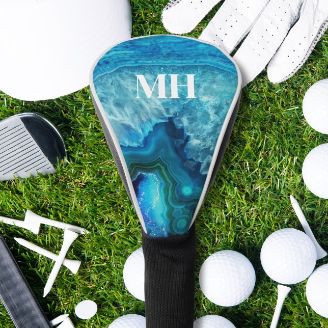 Couvre-club De Golf Monogramme moderne Agate (Modern Agate Monogram Golf Head Cover)