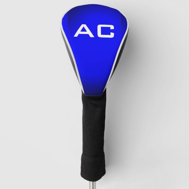 Couvre-club De Golf Monogramme moderne Blanc Bleu Plaine (Devant)