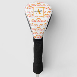 Couvre-club De Golf Monogramme Moderne Orange Aquarelle Rainbow